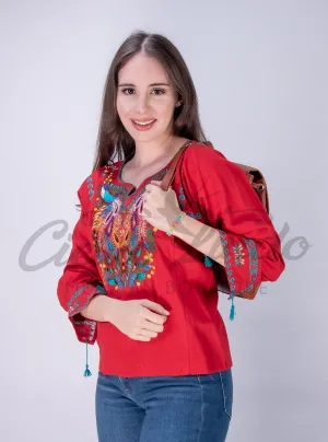 Peacock Blouse Red