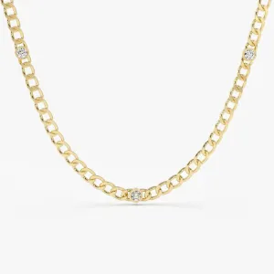 0.07CT Bezel Set Round Cut Diamond Chain Necklace