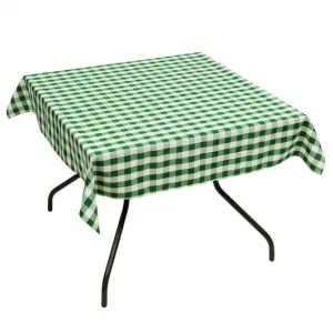 10 Pcs 52" x 52" Square Polyester Plaid Dinner Tablecloth-Green