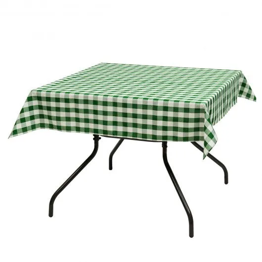 10 Pcs 52" x 52" Square Polyester Plaid Dinner Tablecloth-Green