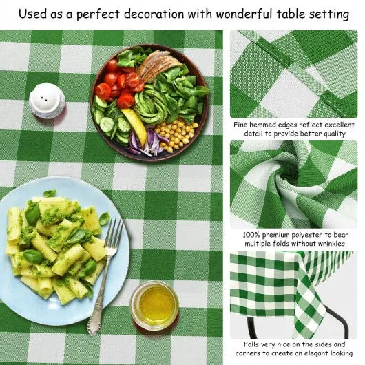 10 Pcs 52" x 52" Square Polyester Plaid Dinner Tablecloth-Green