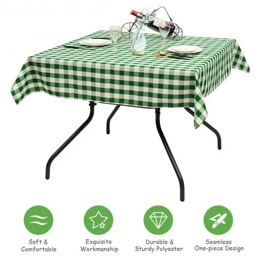 10 Pcs 52" x 52" Square Polyester Plaid Dinner Tablecloth-Green