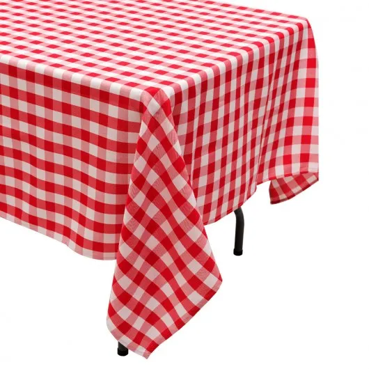 10 Pcs 60" x 102" Rectangular Polyester Checker Kitchen Tablecloth-Red