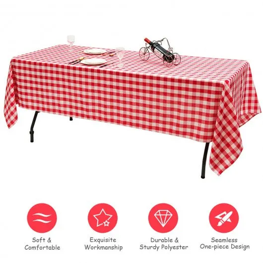 10 Pcs 60" x 102" Rectangular Polyester Checker Kitchen Tablecloth-Red