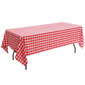 10 Pcs 60" x 102" Rectangular Polyester Checker Kitchen Tablecloth-Red