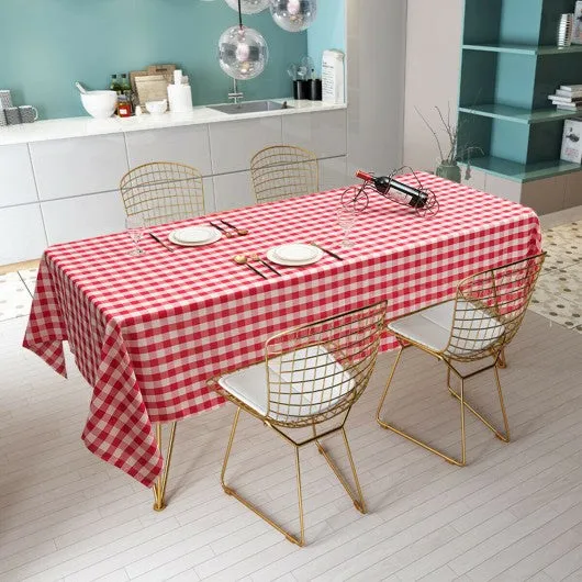 10 Pcs 60" x 102" Rectangular Polyester Checker Kitchen Tablecloth-Red