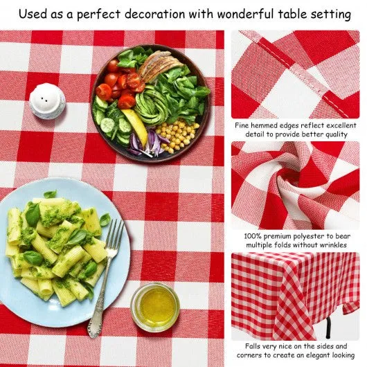 10 Pcs 60" x 102" Rectangular Polyester Checker Kitchen Tablecloth-Red