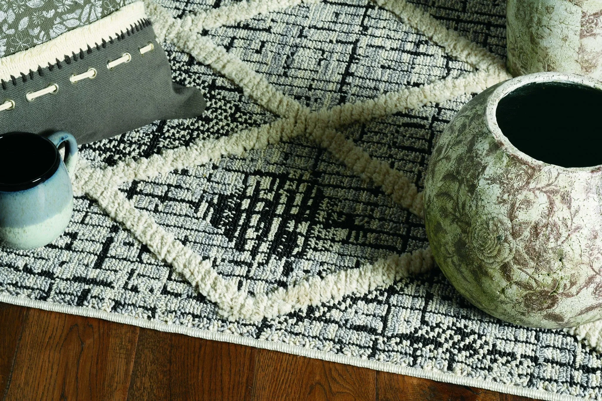 12' X 15' Charcoal Geometric Area Rug