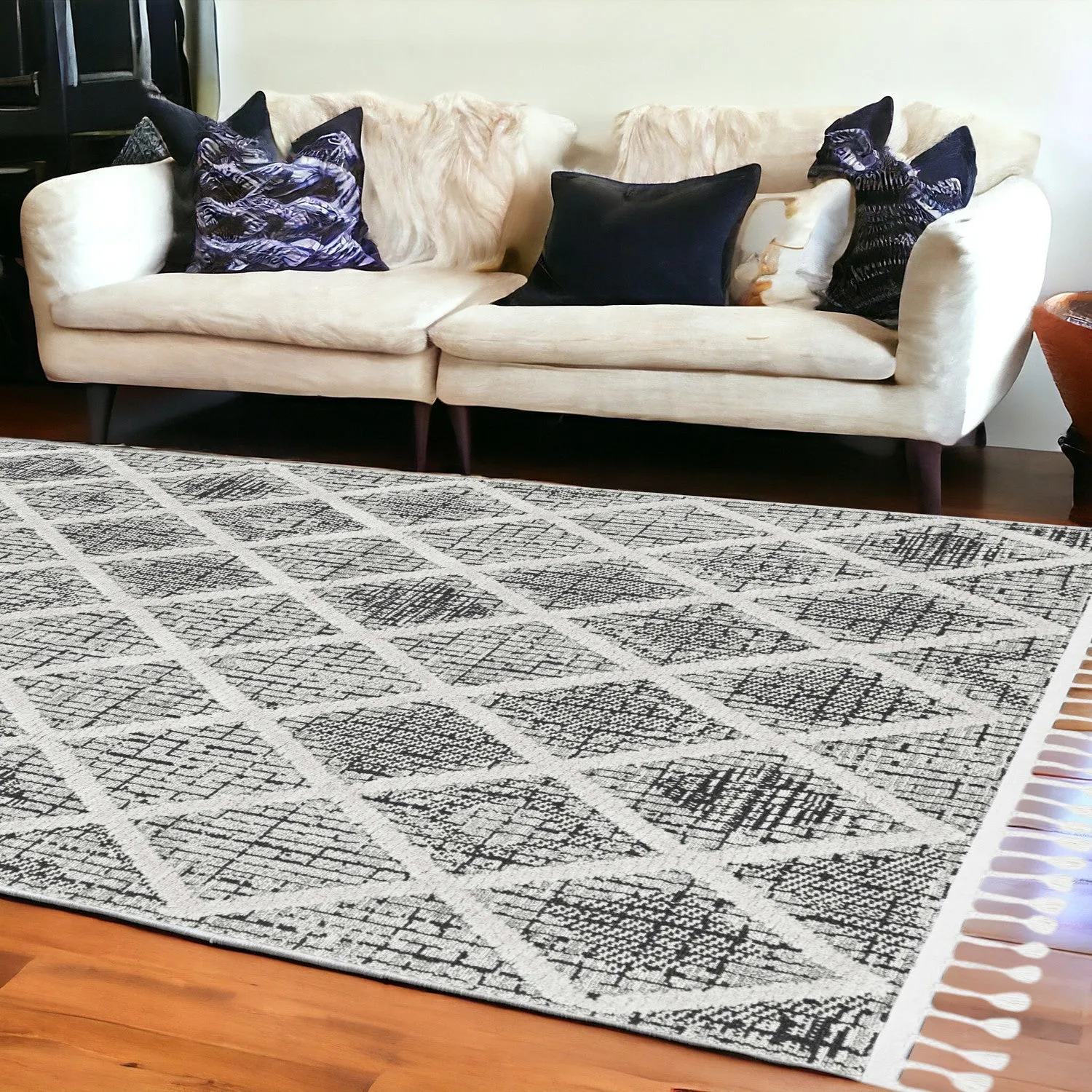 12' X 15' Charcoal Geometric Area Rug