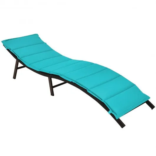 2Pcs Folding Patio Lounger Chair-Turquoise