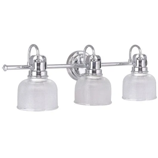 3 Light Brushed Chrome Glass Wall Mounted Vanity Light