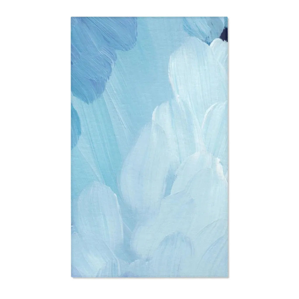 Abstract Area Rug | Blue White Navy Acrylic