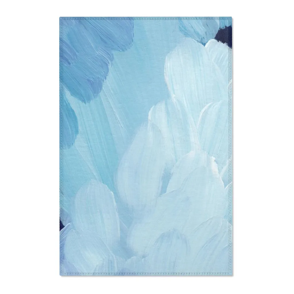 Abstract Area Rug | Blue White Navy Acrylic