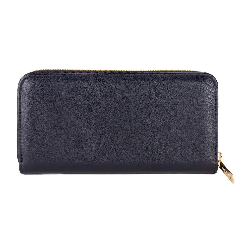 Baldinini Trend Chic Black Leather Zip Wallet