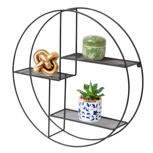 Black Modern Circular Wall Shelf