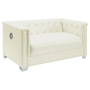 Chaviano - Upholstered Track Arm Loveseat - Pearl White