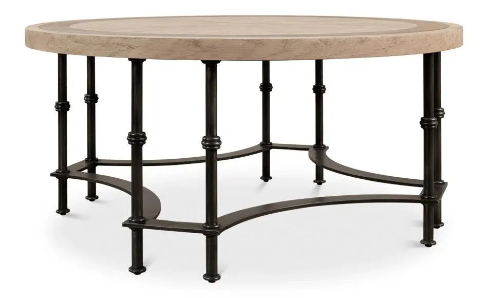 Chisholm Equestrian Cocktail Round Coffee Table Grey