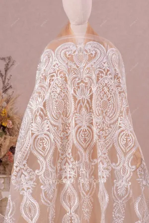 Clear Sequin Abstract Motif Embroidered Lace