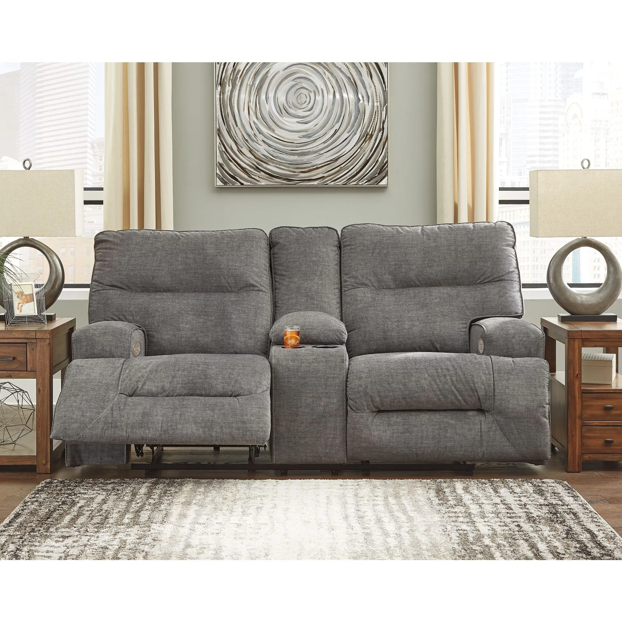 Coombs Reclining Power Loveseat with Console