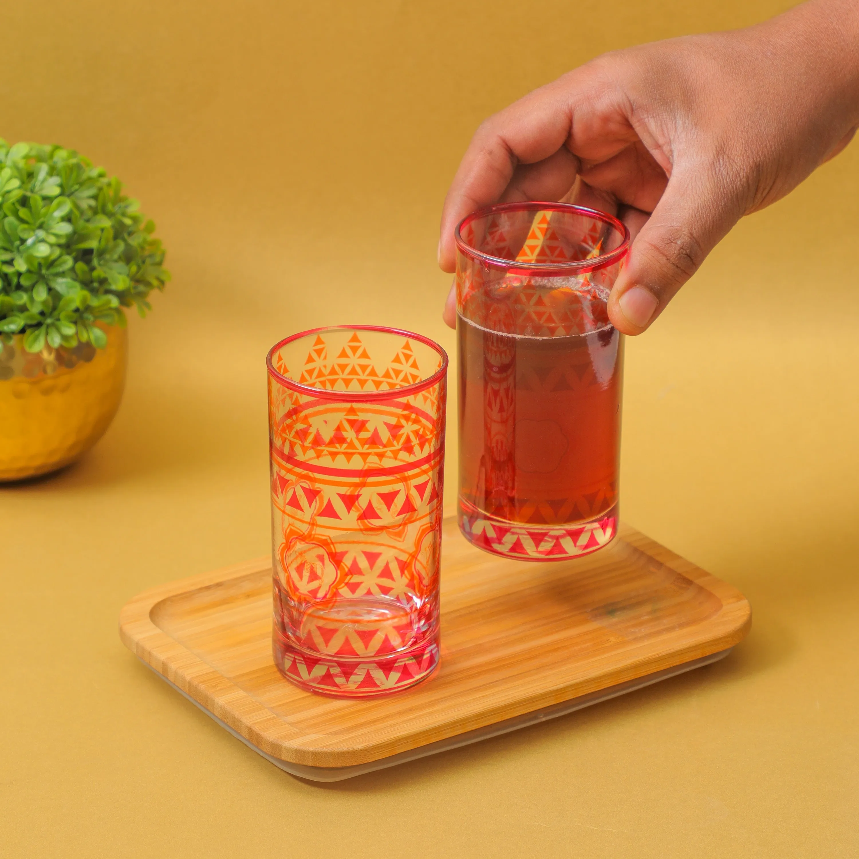 Cow Printed Small Glass Tumbler