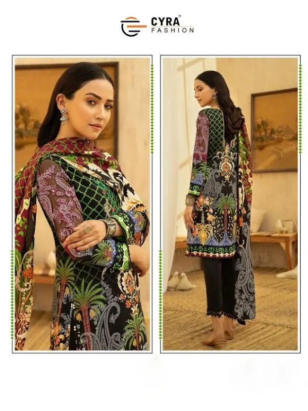 Cyra Fashion Pakistani Printed Women Suits Dress Material Green