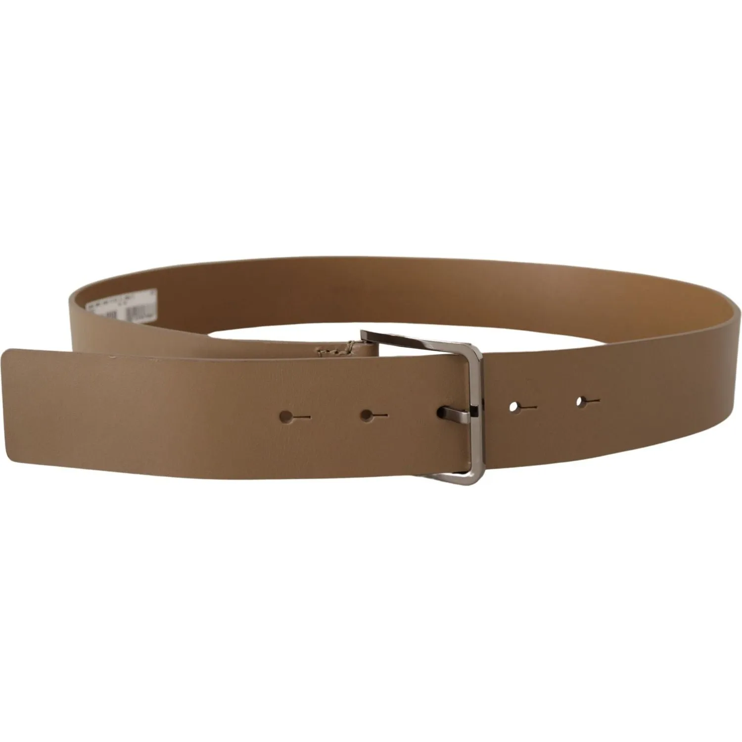 Dolce & Gabbana Beige Leather Statement Belt with Silver Buckle