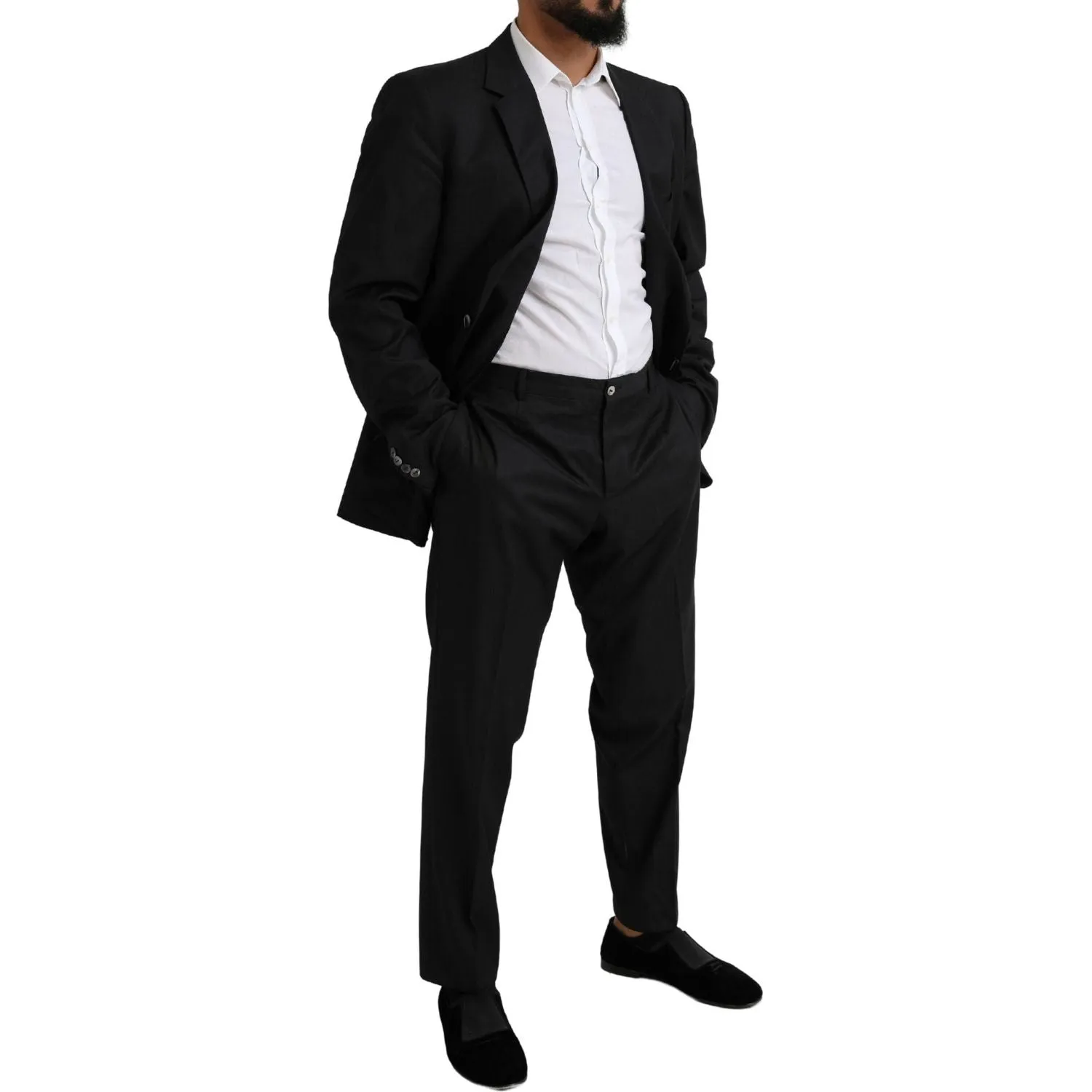 Dolce & Gabbana Elegant Black Virgin Wool Martini Suit