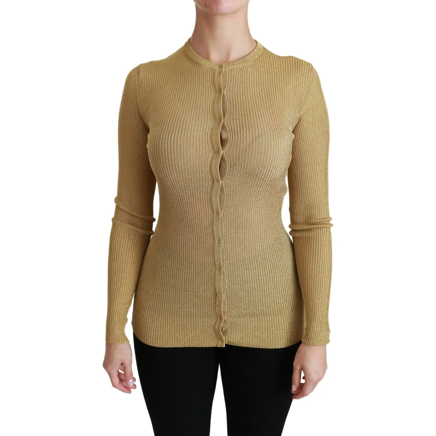 Dolce & Gabbana Elegant Long Sleeve Gold Cardigan