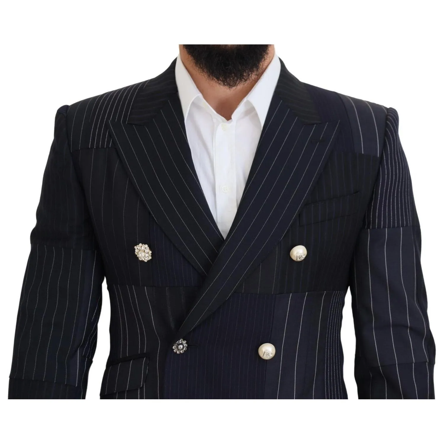 Dolce & Gabbana Elegant Navy Slim-Fit Double Breasted Blazer