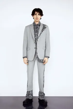 Dusky Grey Suit with Contrast Midnight Leopard Print Lapel