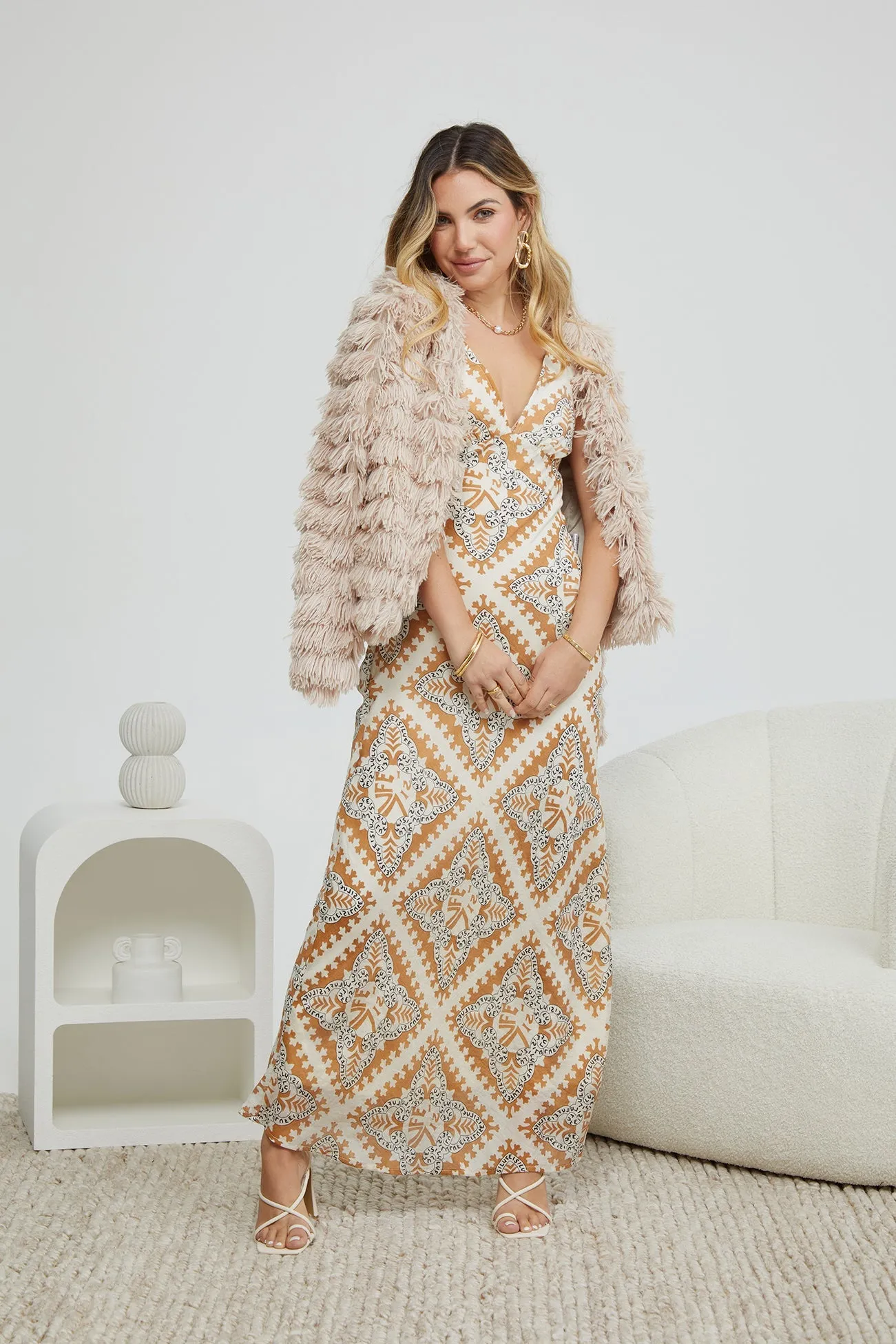 Eira Dress - Beige Print