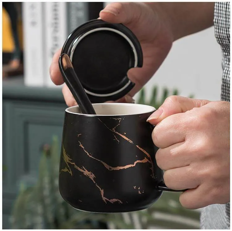 Elegant Marble Ceramic Coffee Mug Gift Set