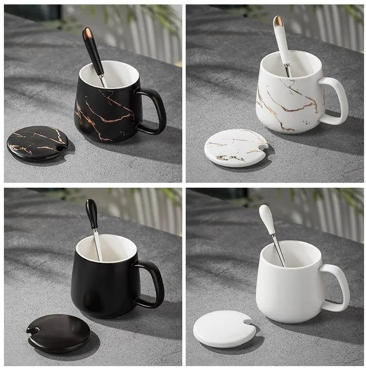 Elegant Marble Ceramic Coffee Mug Gift Set