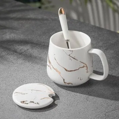 Elegant Marble Ceramic Coffee Mug Gift Set