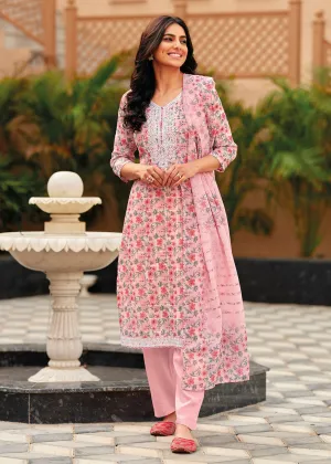 Elegant Pink Lilen Embroidered Trendy Casual Salwar Suit