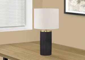 ElevaLite - Modern Black Concrete Table Lamp, 24"H, Ivory/Cream Shade