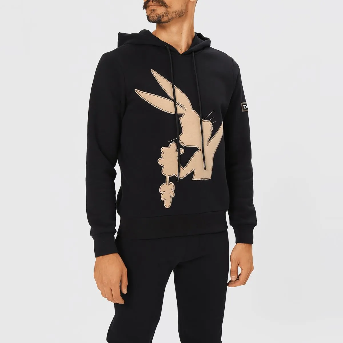 Embroidered Bunny Pullover Hoodie (Black) - I23E02463159000