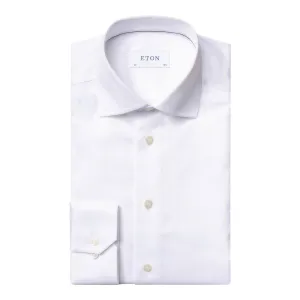 ETON Plain Twill Tail Single Cuff Shirt WHITE