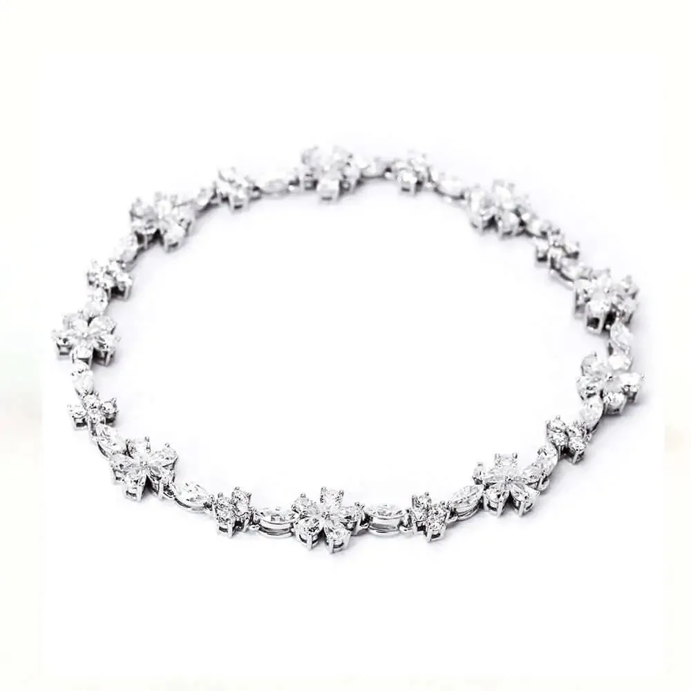 Florence Ornate Moissanite Tennis Bracelet in 18K Gold