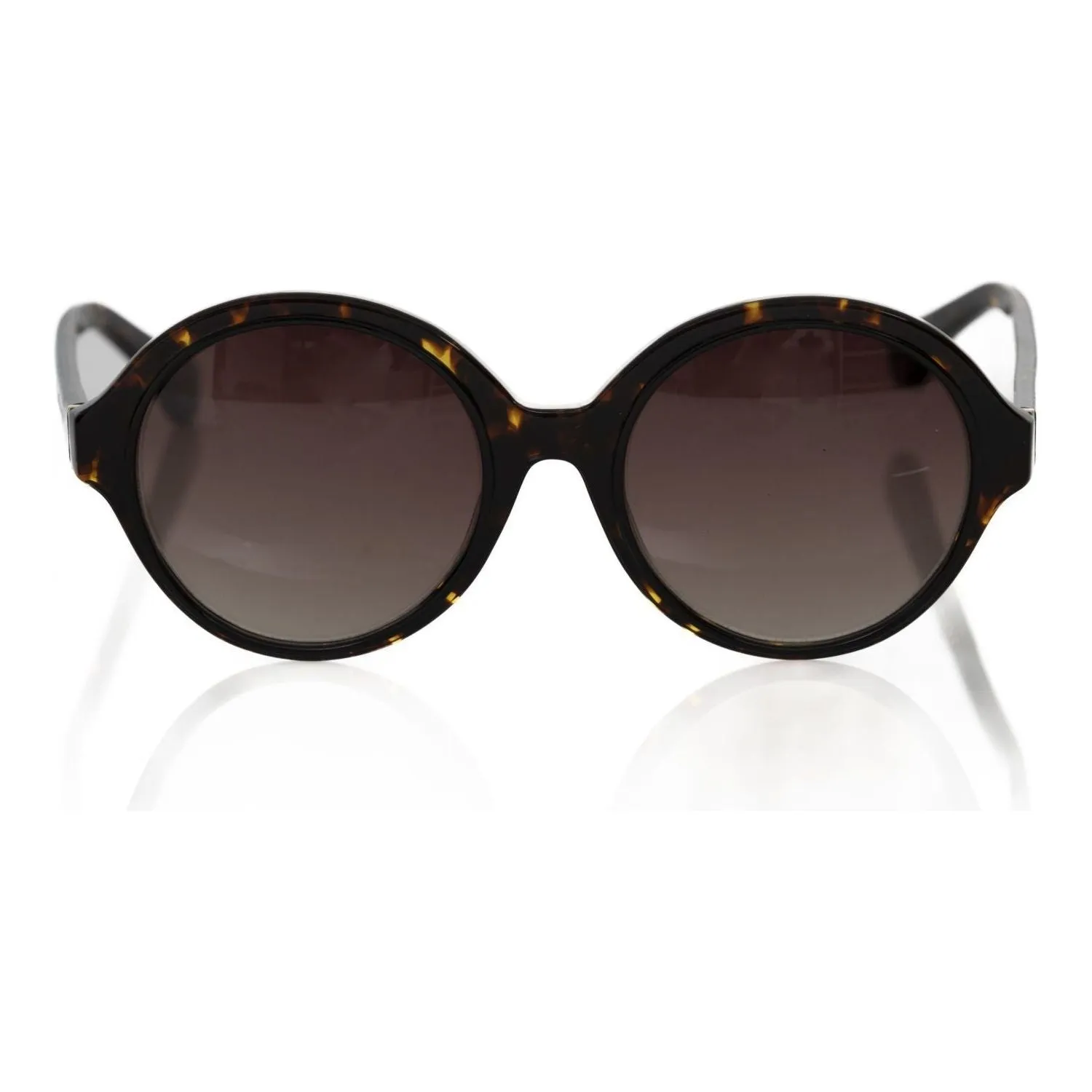 Frankie Morello Chic Black Turtle Pattern Round Sunglasses