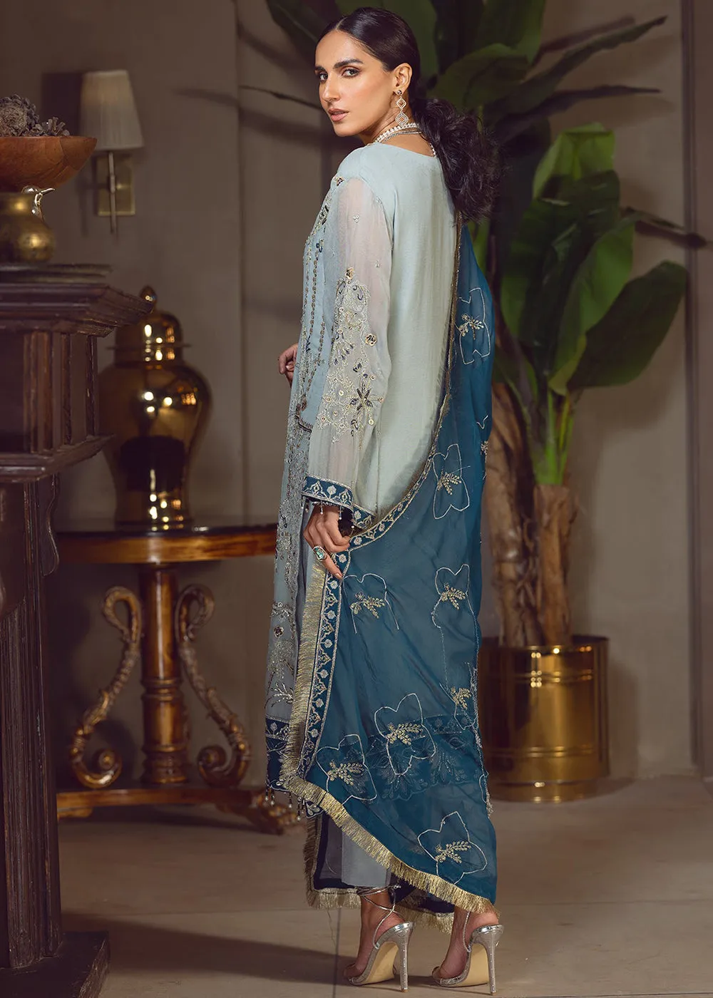 Grayish Blue Pakistani Suit | Emaan Adeel | Le Festa Formal Edit 7 | LF-709