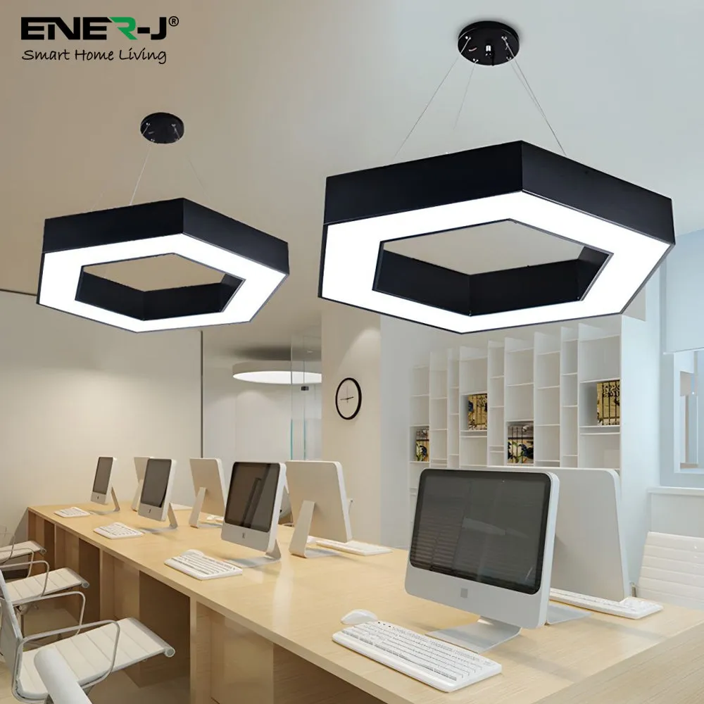 Hollow Hexagon Pendant Lights D600*100*60mm 25W 6500K 45lm/W Black Color, Installation way:Ceiling and Hanging