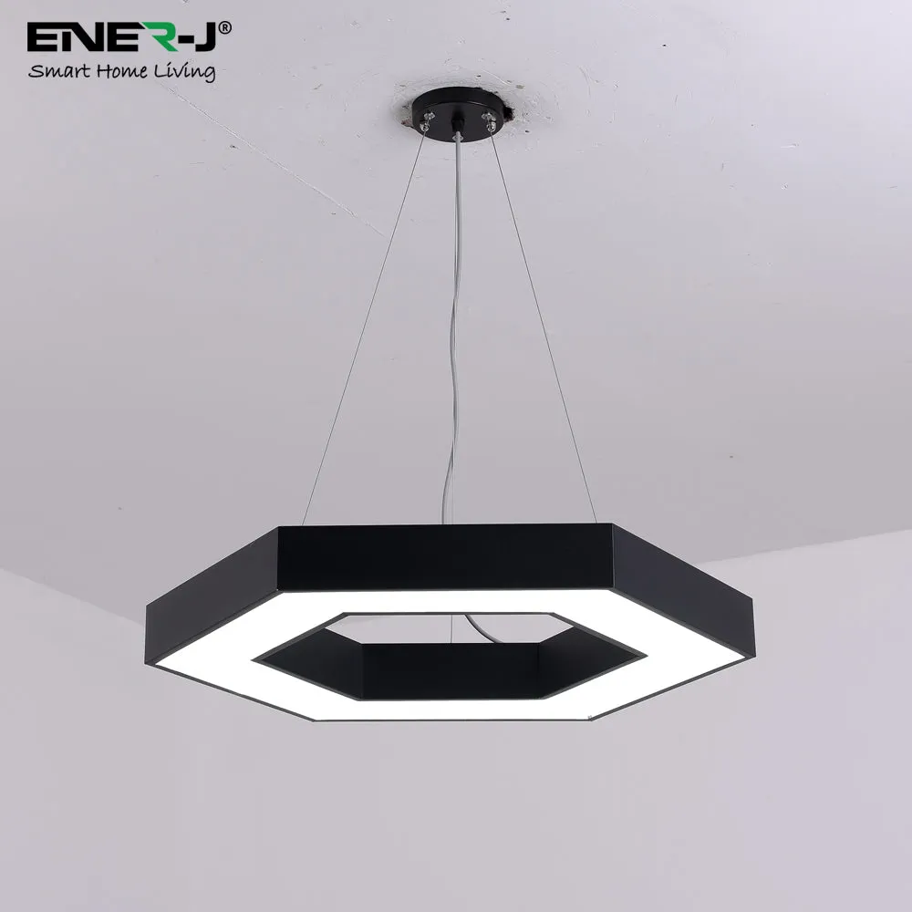 Hollow Hexagon Pendant Lights D600*100*60mm 25W 6500K 45lm/W Black Color, Installation way:Ceiling and Hanging