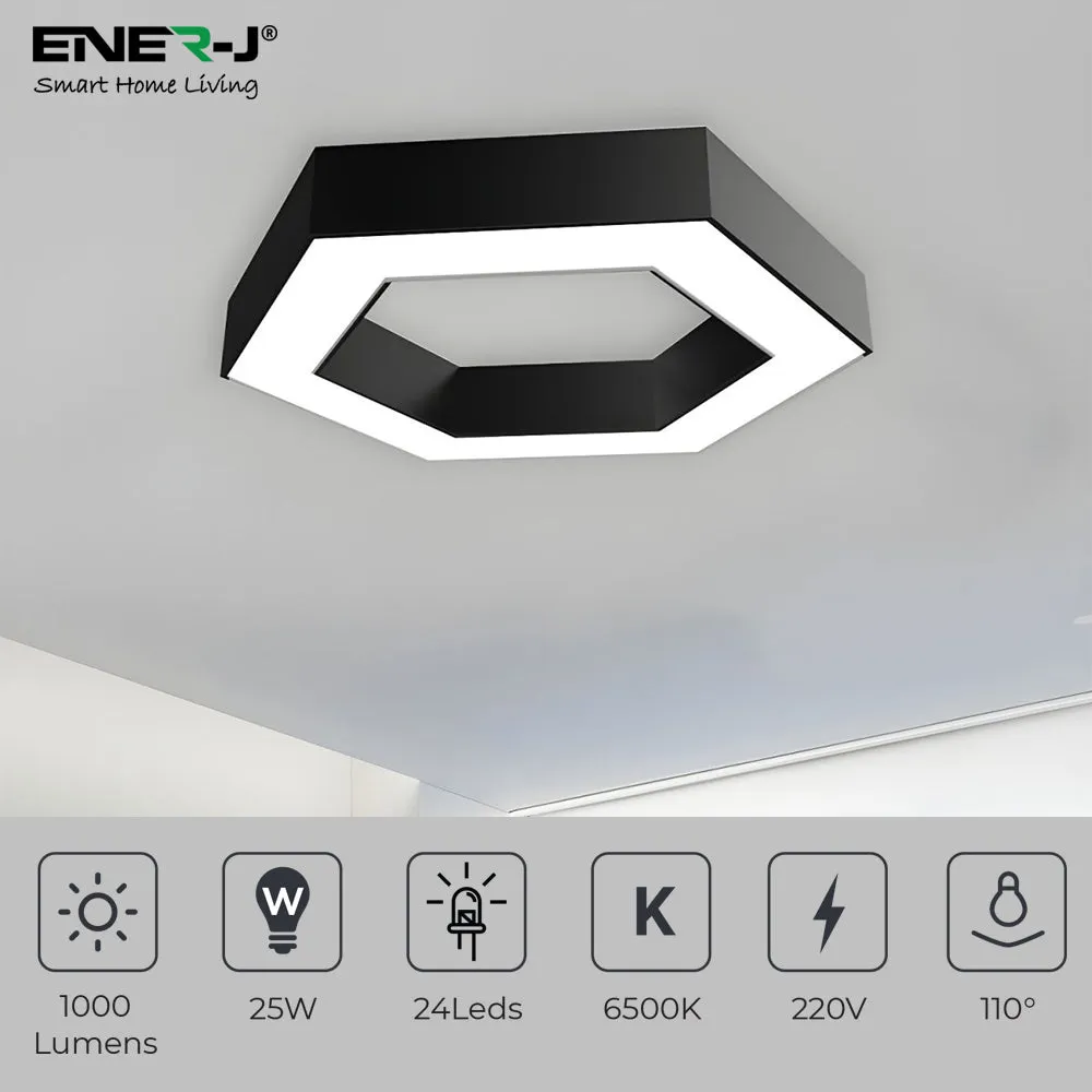 Hollow Hexagon Pendant Lights D600*100*60mm 25W 6500K 45lm/W Black Color, Installation way:Ceiling and Hanging