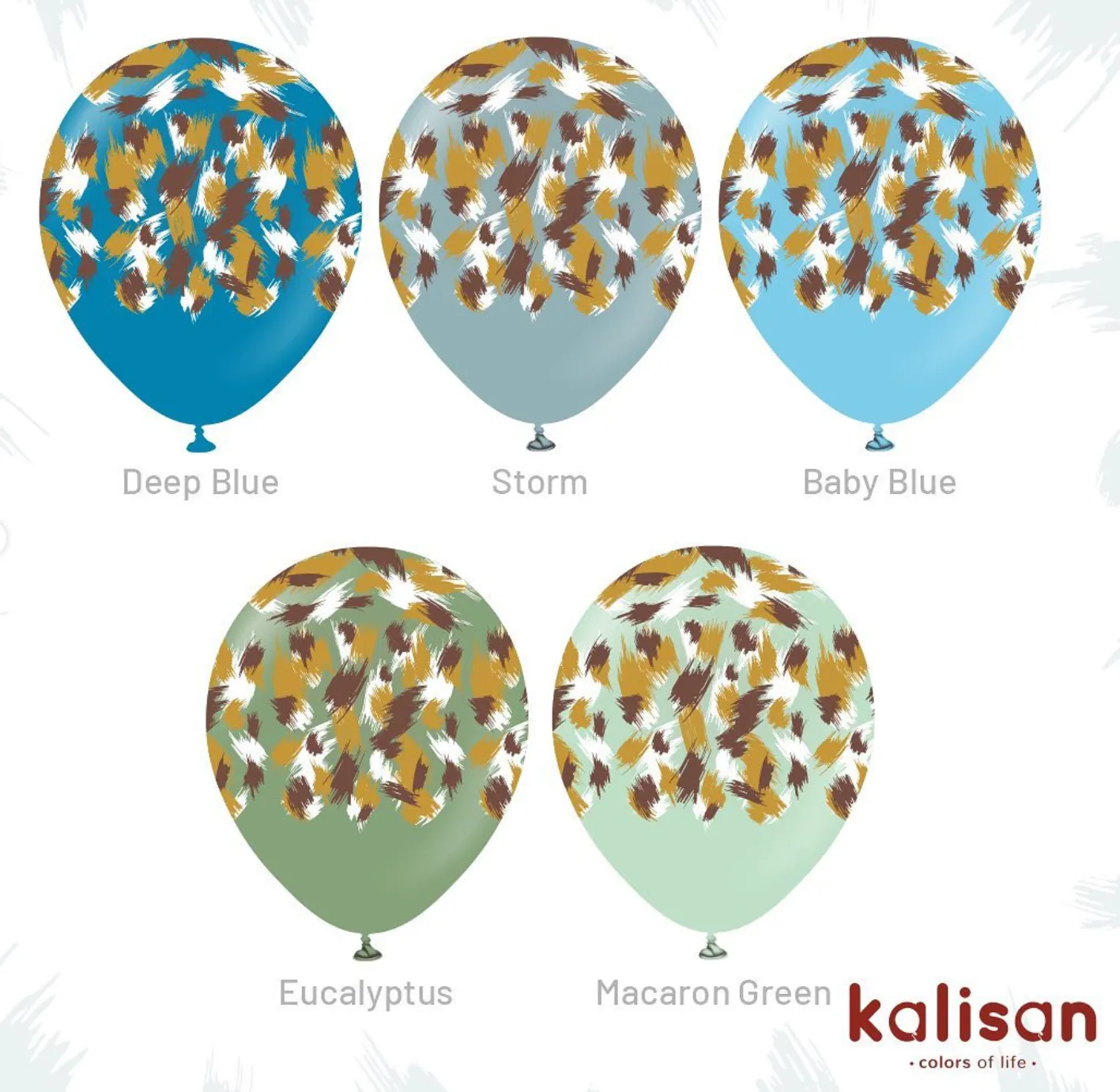 Kalisan 12" Savanna Printed Retro Storm  Latex Balloon, 25 pieces