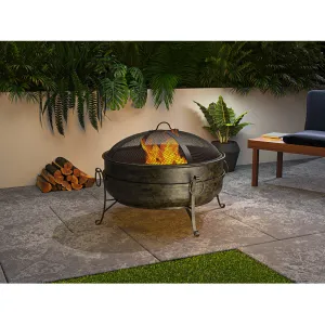 Large Outdoor Fire Pit Retro Heat-resisting Steel Fire Stove with 3 Legs