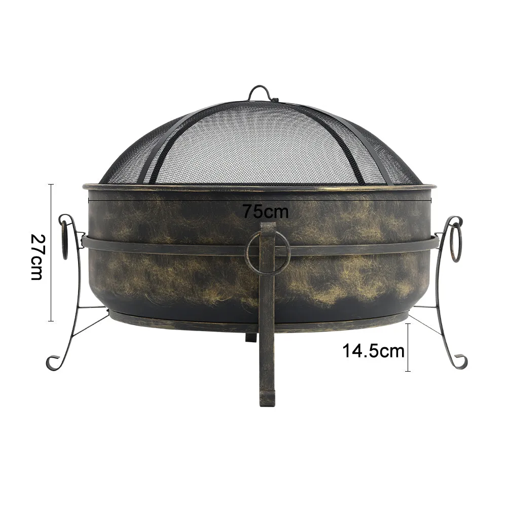 Large Outdoor Fire Pit Retro Heat-resisting Steel Fire Stove with 3 Legs