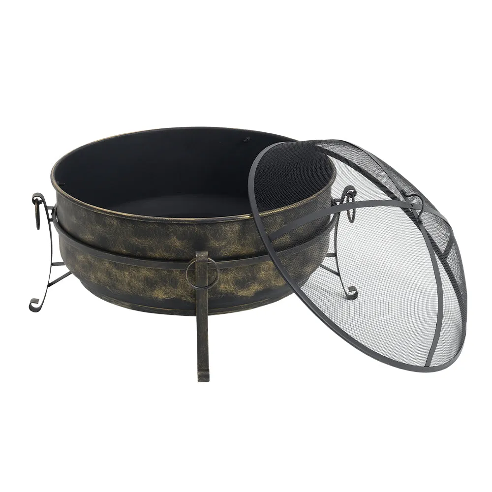 Large Outdoor Fire Pit Retro Heat-resisting Steel Fire Stove with 3 Legs