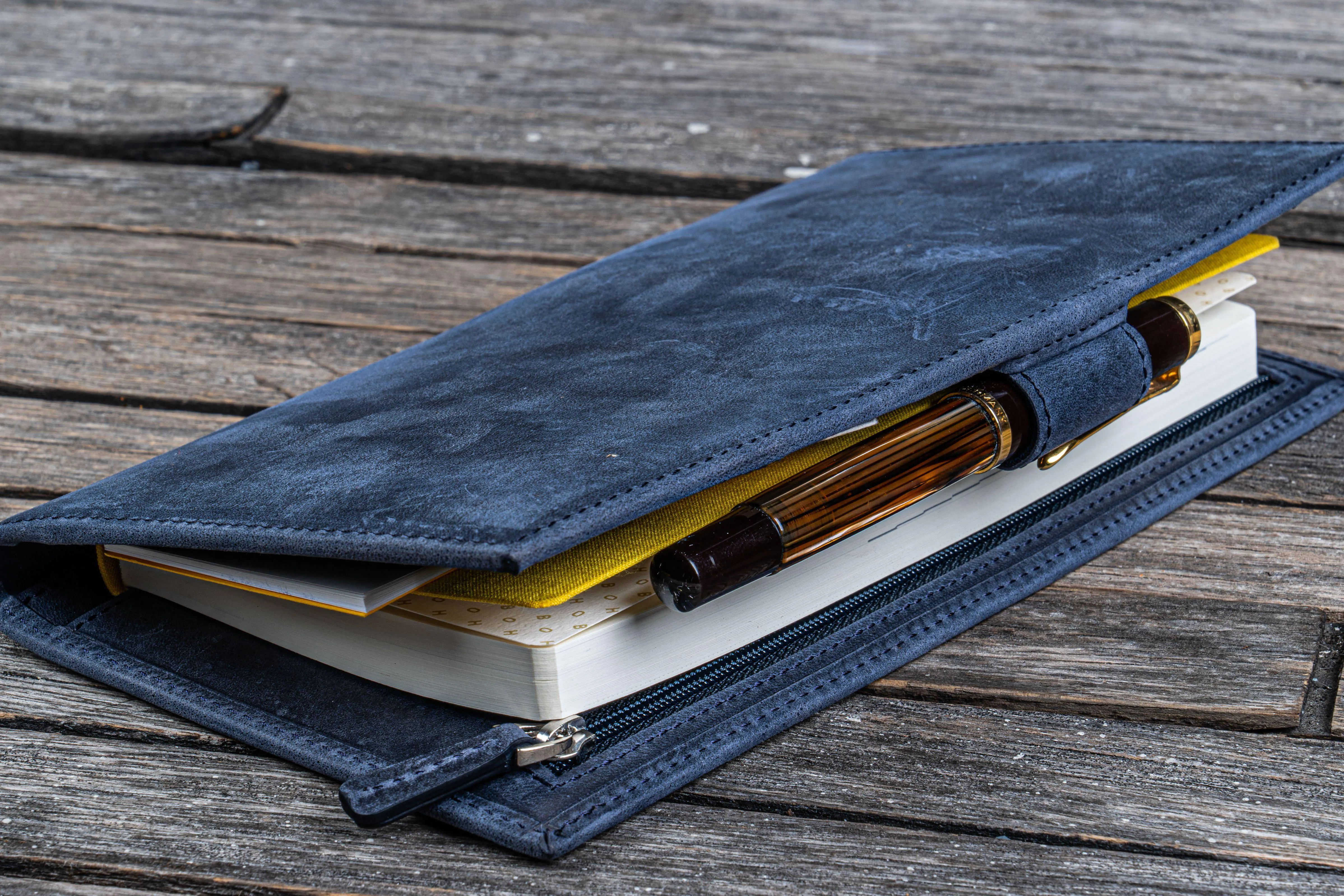 Leather Hobonichi Weeks Cover - Crazy Horse Navy Blue