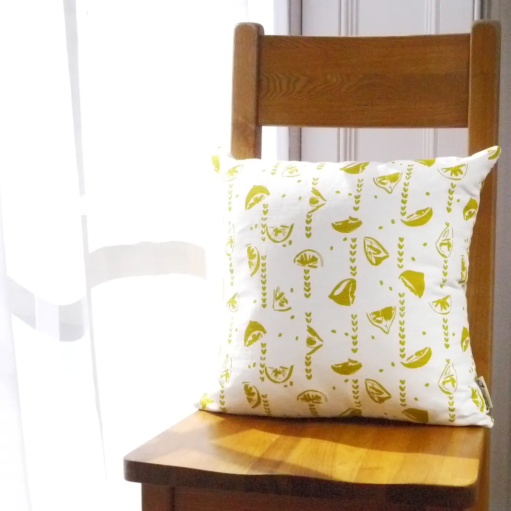 Lemons design cushion - screen printed